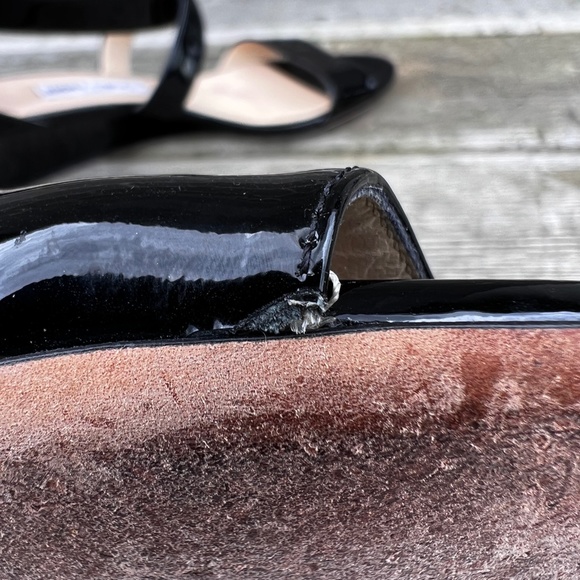 Jimmy Choo Patent-Leather Low Wedge Sandals - Picture 8 of 11